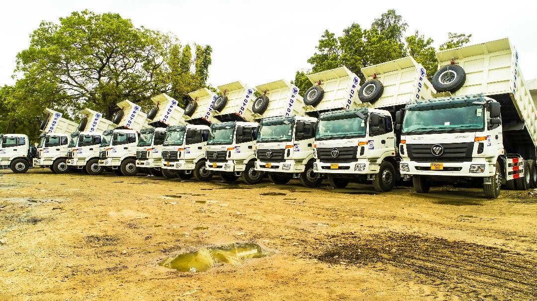 NAM tipper fleet positioned in a line